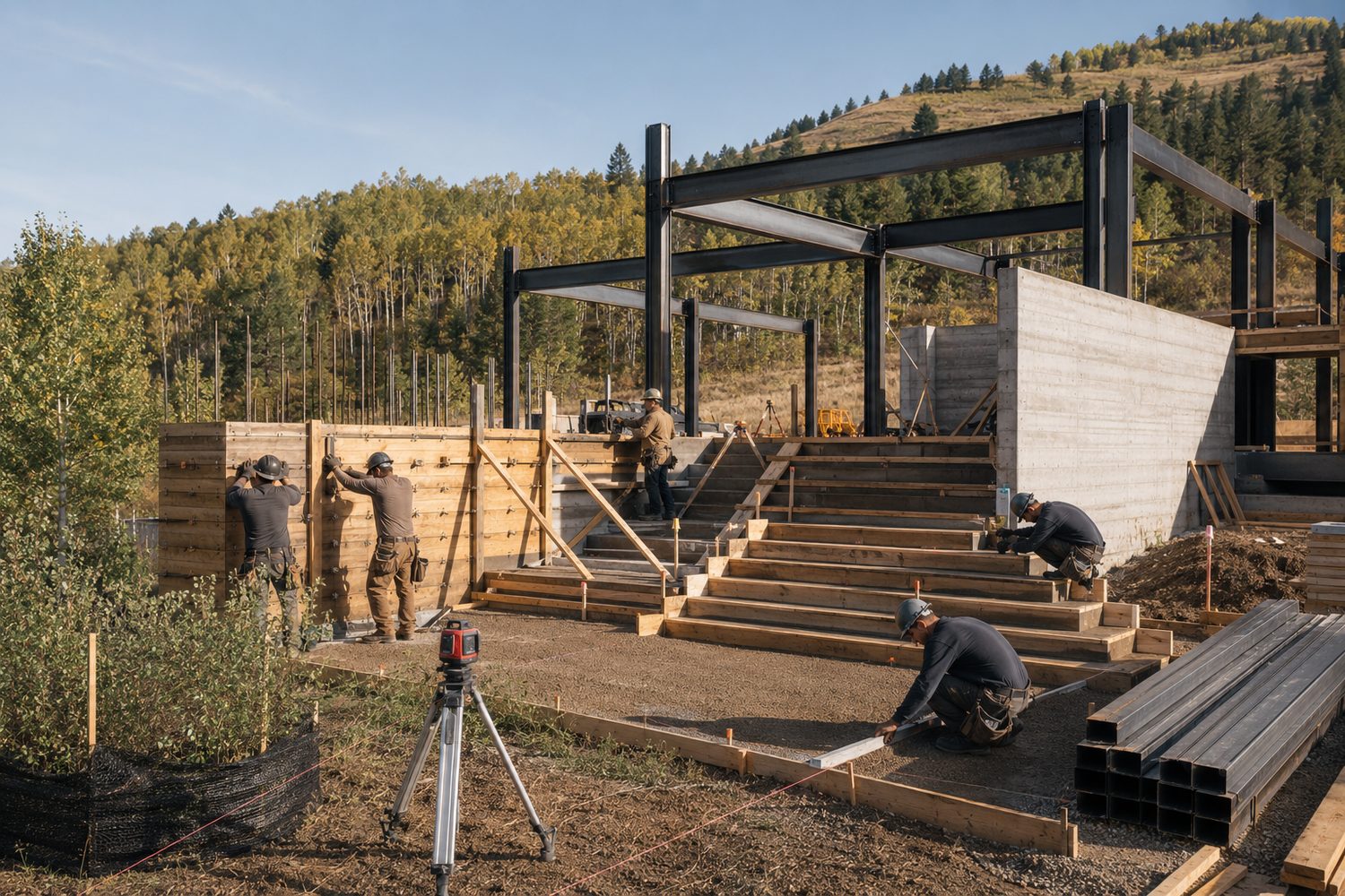 Steel frame under construction